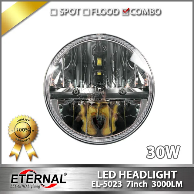 

free shipping-pair 60W headlight round 7in offroad high power led dual sealed hi-low beam led headlight,full set with H4 to H13