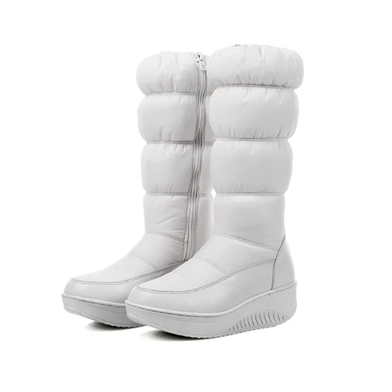 2017 Winter Warm Women think Over the knee Zip Snow Boots Rount Toe Wedge heels platform