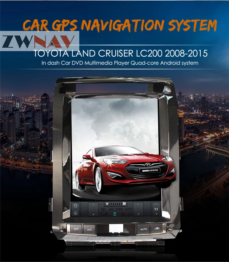 Flash Deal ZWNVA Tesla Style IPS Screen For TOYOTA LAND CRUISER LC200 2008-2015 Android 6.0 RAM 2GB ROM 64GB Car GPS Navigation Haedunit 0