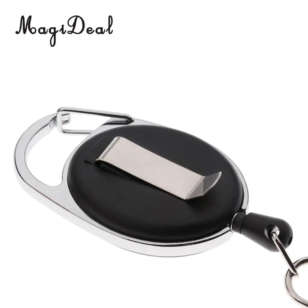 2pcs Black Retractable Keychain Carabiner Badge Reels 60cm Pull Wire with Key Ring Clip Nylon Wire Climbing Accessories
