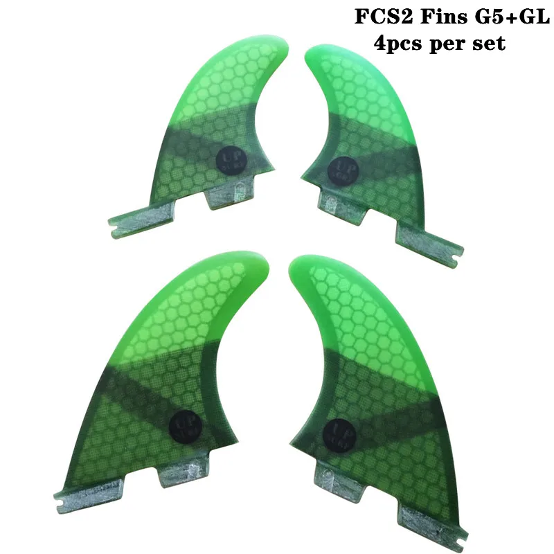 Серфинга FCS2 G5 + GL плавники черный/синий/красный/Зеленый цвет сотовой стекловолокно fin Quad fin комплект