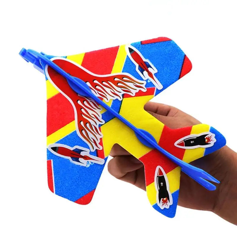 Stretch Flash Helicopter Luminous Toys DIY simple Operation Exercise toy Arrows Aircraft Catapult Flying Toys Practical Ability