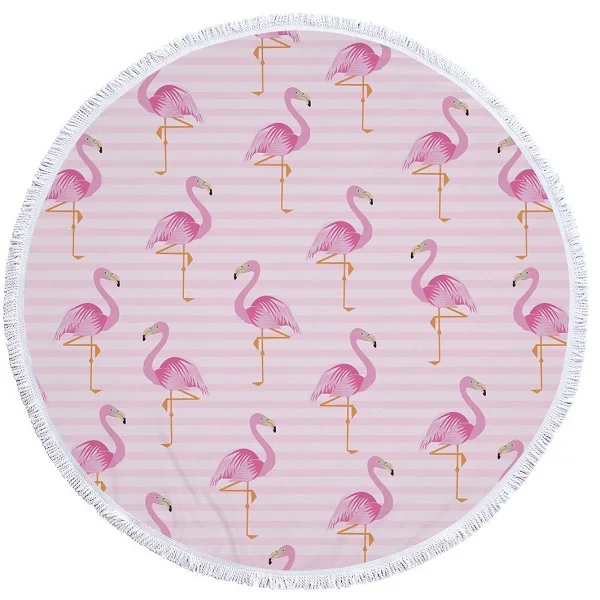 Фламинго из микрофибры круглый пляжное Полотенца с кисточкой в богемном стиле большие пляжные полотенца одеяло для пикника Коврик для йоги скатерть в стиле бохо - Цвет: As photo