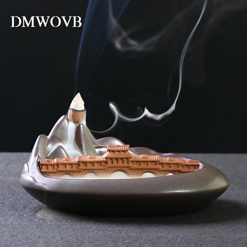 

Creative Wind and rain bridge Home Decor Backflow Stick Incense Burner Ceramic Censer Home Decoration Use In Home Teahouse