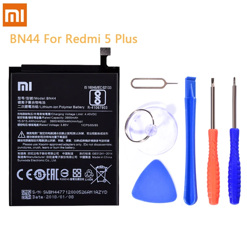 Батарея для Xiaomi BM47 BN30 BN34 BN44 BN40 Redmi 3 4 Pro 3S 3X 4X 4A 5A 5 плюс запасная Li-Ion для мобильного телефона Батарея