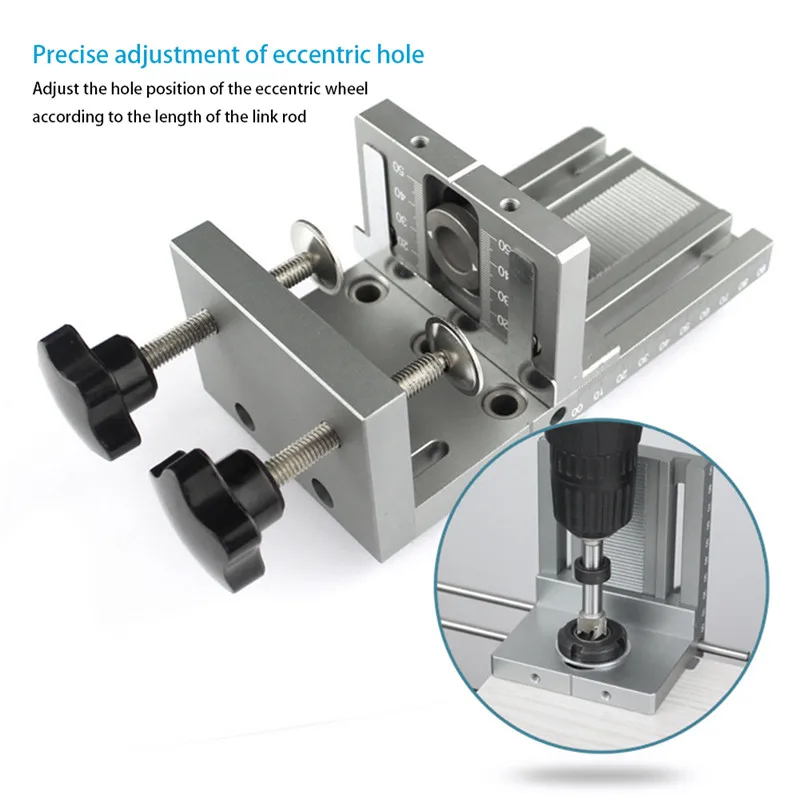 3 in 1 Drill Punch Locator Cabinet Hardware Jig Drill Guide Furniture Woodworking Joinery Drilling Dowelling Hole Saw Adjustable (8)