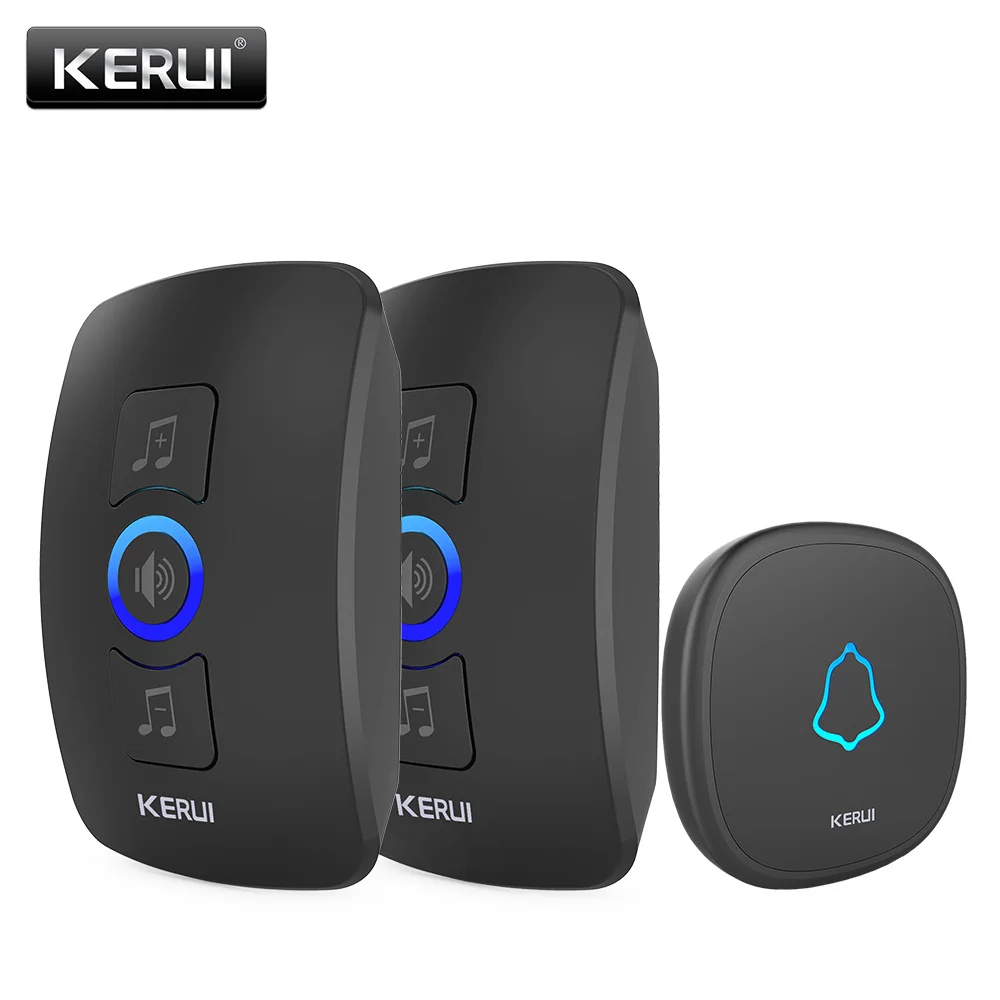 KERUI Wireless Doorbell Waterproof Touch Button LED light Cordless Smart Home Door Bell Chime Kit with 32 Chimes Door bell Alarm