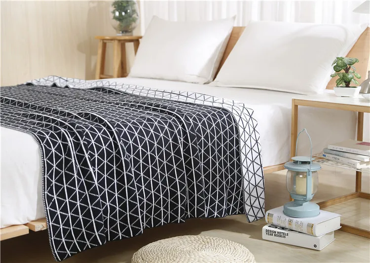 Клетчатое геометрическое вязаное тяжелое одеяло, массивное трикотажное одеяло, диван для путешествий, летний охлаждающий воздух, одеяла на заказ
