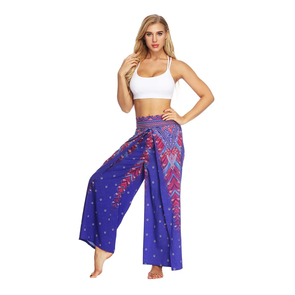 Women Casual Summer Loose Yoga Trousers Baggy Boho Aladdin Jumpsuit Harem Pants women leggings sport fitness