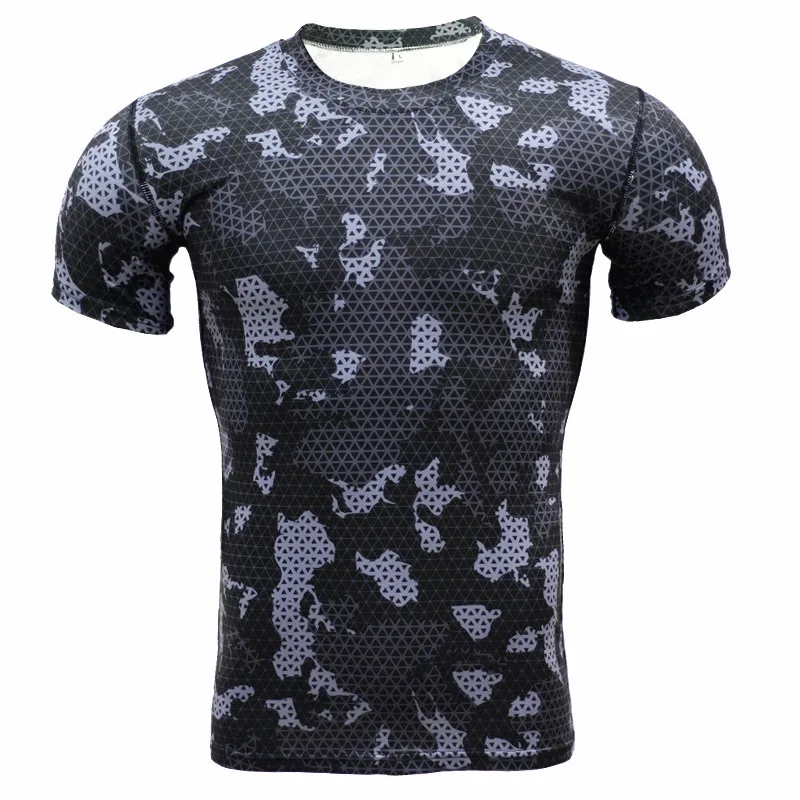 

New summer camouflage training fitness clothes tights men sports quick-drying elastic compression clothing short-sleeved T-shirt