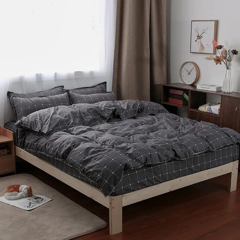 Solstice Home Textile Dark Gray Bedding Set Geometric Plaid Simple Duvet Cover Pillowcase Adult Teenage Man Bed Linen No Sheet Solstice Home Textile Dark Gray Bedding Set Geometric Plaid Simple Duvet Cover Pillowcase Adult Teenage Man Bed Linen No Sheet