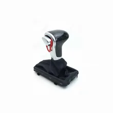 BLACK carbon fiber Leather Chrome GEAR Shift Knob collars For A6 A3 A4 A5 A6 Q7 Q5 2009 2010 2011 2012 2014 4G1 713 139