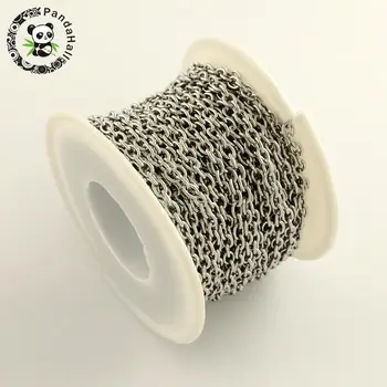 

4x3x0.8mm Cross Chain 304 Stainless Steel Cross Chains for Necklace Jewelry DIY,Unwelded,Stainless Steel Color about 10m/roll F7