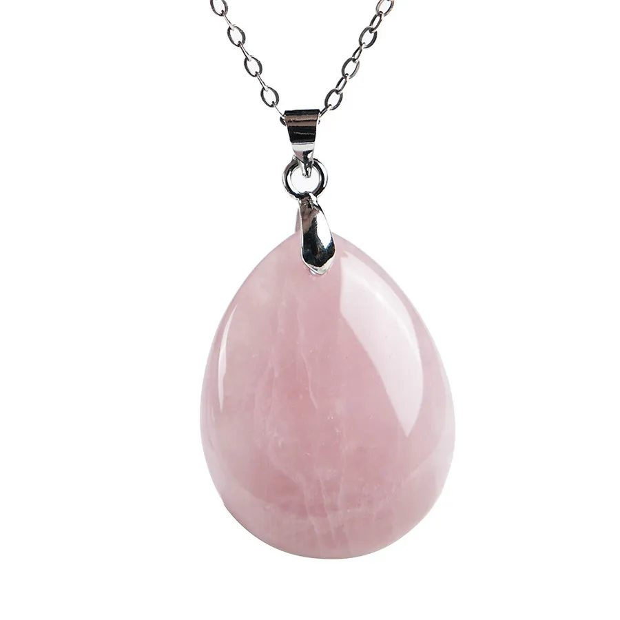 

Genuine Natural Gems Madagascar Pink Quartz Crystal Women Charms Waterdrop Bead Nice Pendant 34x25x13mm