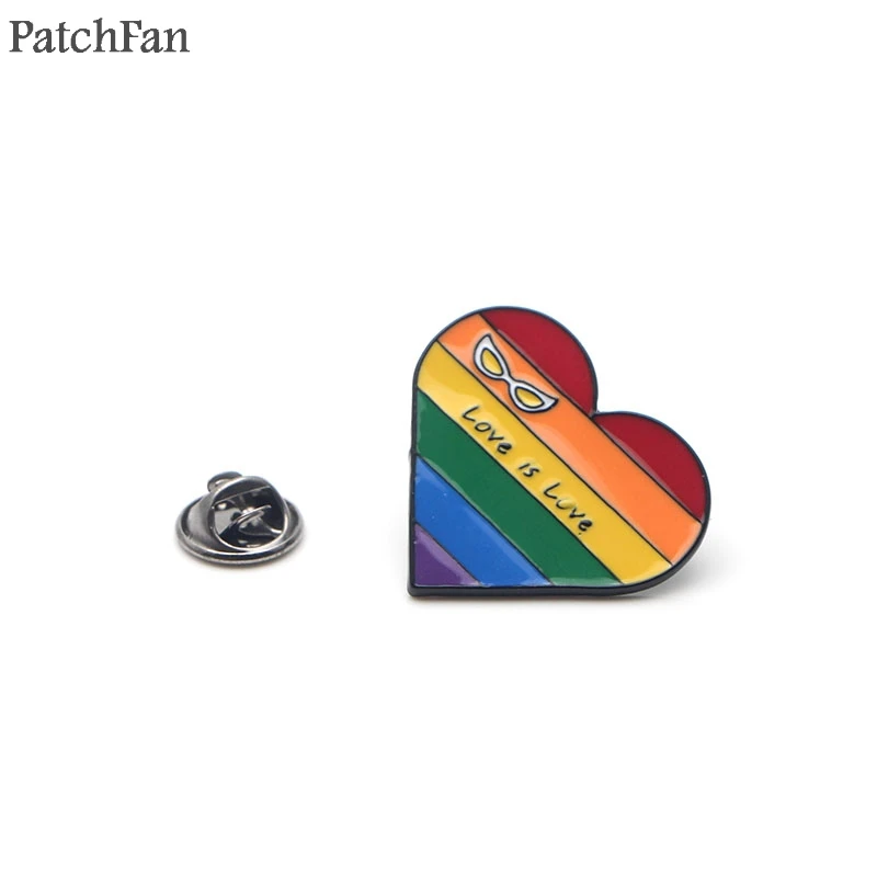 Patchfan love is love Радуга гомосексуальность галстук булавки броши для рюкзака, одежды для мужчин и женщин шляпа Декоративные значки медали A1313