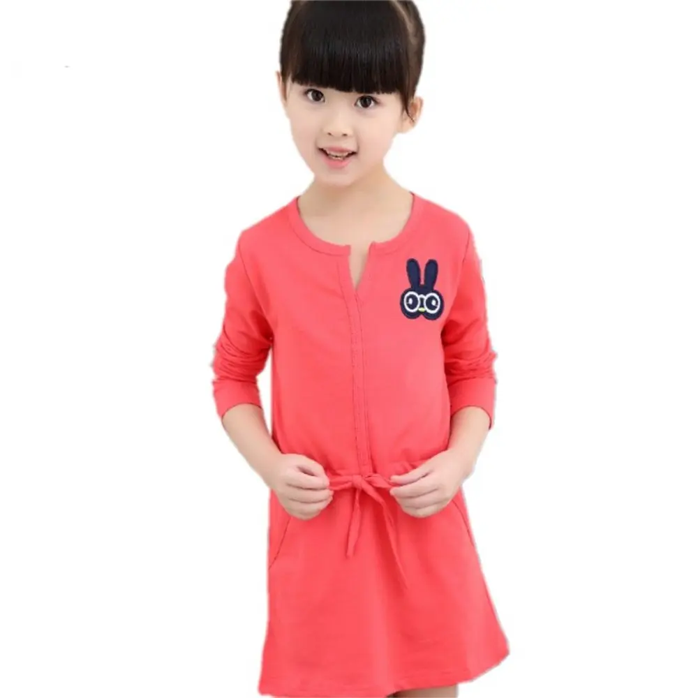 

Jilly Girls Dress new Brand Cartoon rabbit Dress lovely Autumn Style Long Sleeve Flowers Printing Design for Children Clothes