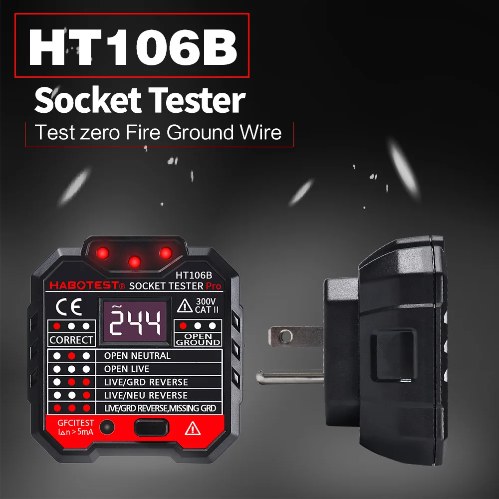 HT106B HT106D HT106E цифровой дисплей Разъем тесты er plug полярности фазы контрольный детектор напряжение тесты multi-function electroscope
