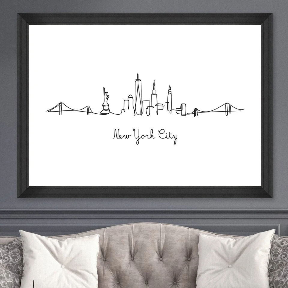 Abstract-City-London-NY-Line-Drawing-Nordic-Posters-Prints-Modern-Canvas-Painting-Wall-Minimalist-Picture-For