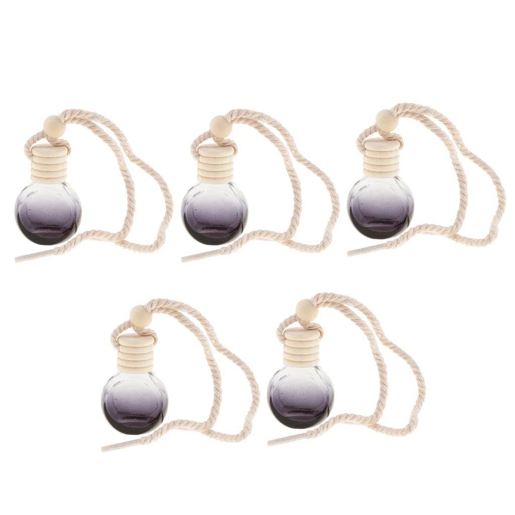 5 Pieces 10ml Empty Perfume Bottle Pendant Car Hanging Ornament Home Decor Round