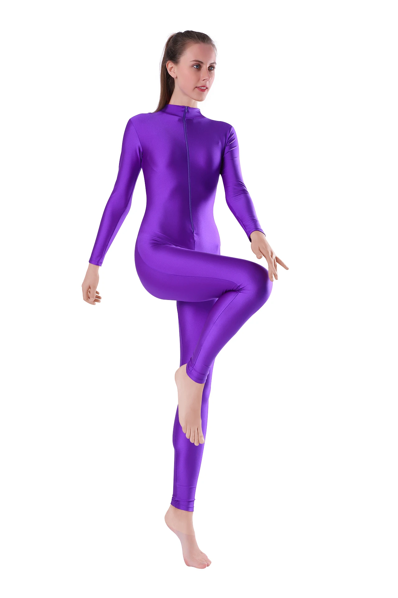 

SPEERISE Woman Full Body Long Sleeve Spandex Unitard Bodysuit Adult Turtleneck Zentai Ballet Latin Yoga Dance Wear