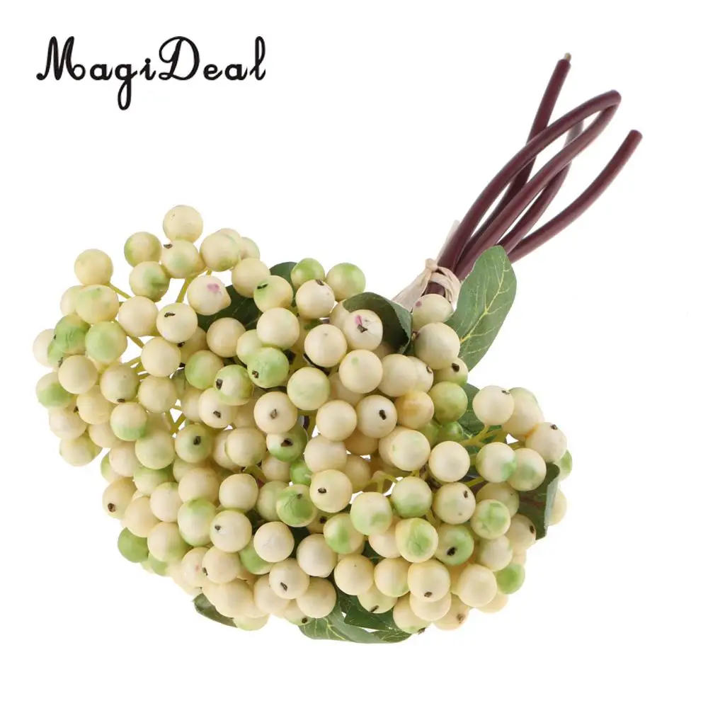 2pcs Artificial Blueberry Berries Fruits with Green Leaf Countertop Fake Flower Vase Potted Home DIY Centerpiece