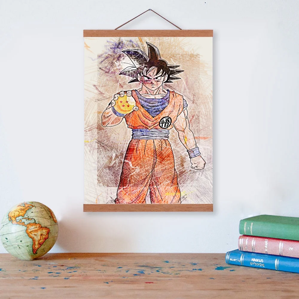 Dragon Ball Z Abstract Graffiti Wooden Framed Canvas Painting Home