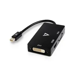 V7 мини адаптер для дисплея (m)/VGA, HDMI или DVI (f), Mini DisplayPort, VGA/DVI/HDMI, мужской/женский, 0,1 м, черный