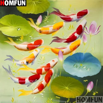 

HOMFUN Full Square/Round Drill 5D DIY Diamond Painting "Animal fish" 3D Embroidery Cross Stitch 5D Decor Gift A14377
