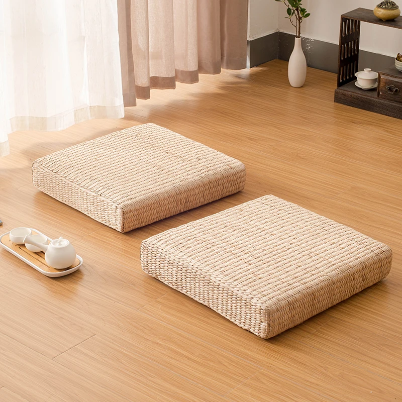 Straw Japanese style meditation cushion rattan futon sofa cushion