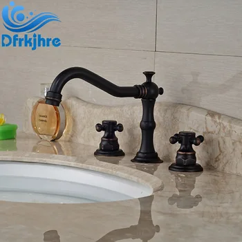 

ORB Widespread Dual Knobs Bathroom Basin Faucet Deck Mount 3 Holes Mixer Tap
