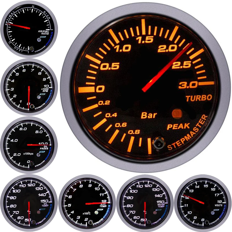 

60mm Car Racing Gauge Digital Display Turbo Boost BAR Gauge Water Temp Oil Pressure Tachometer Volt Air Fuel Ratio Vacuum Gauges