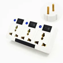 Multifunções interruptor independente tomada Alemanha tomada 3way Splitter 3 jacks estender soquete do plugue REINO UNIDO/EUA/UE/UA a Alemanha conversor