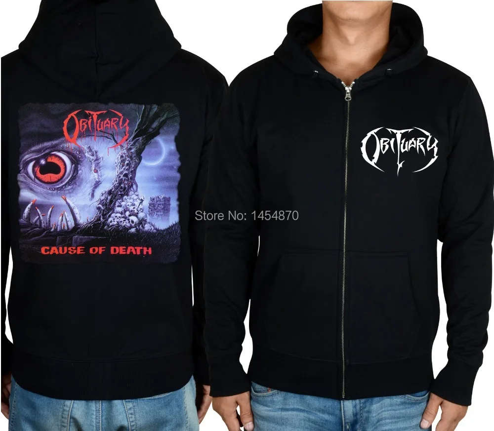 

11 style Zipper Pullover Cause Of Death Obituary Rock sudadera Black Hoodies Shell jacket punk hardrock sweatshirt fleece