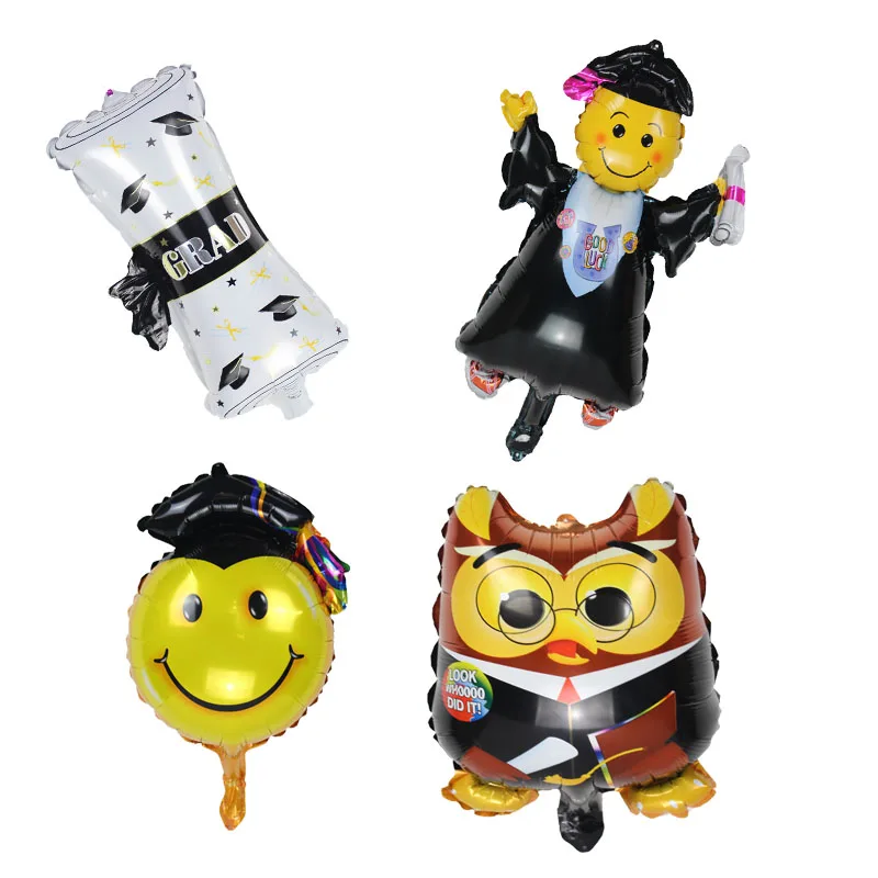 

10pcs mini congrats grad foil balloons owl good luck graduation ceremony party decoration globos small diploma air fill ballons