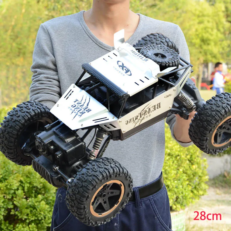 Скалолазание Rc автомобиль 4WD 2,4 GHz рок ралли 4x4 двойные двигатели Bigfoot автомобиль пульт дистанционного управления модель внедорожник игрушка лучший подарок для мальчиков - Цвет: 28cm silver02