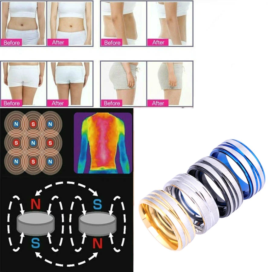 Stainless Steel Ring Fashion Jewelry Healthcare Hand String Slimming Magnetic Therapy Weight Loss Ring Bagues Men Women