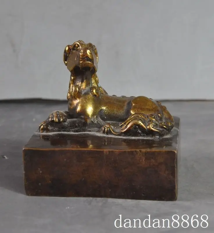 christmas old chinese palace bronze gilt Pixiu foo dog lion beast statue seal stamp Signet halloween | Дом и сад