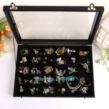 2 шт./лот 30 слотов черный дисплей ювелирных изделий Органайзер Аксессуар Чехол для хранения с крышкой для хранения