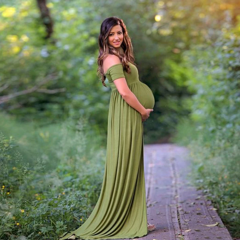 

Maternity Women Dresses Shooting Boat Neck Dress Maternty Photography Prop Short Sleeve Stretch Cotton Pregnant Clothing Clothes