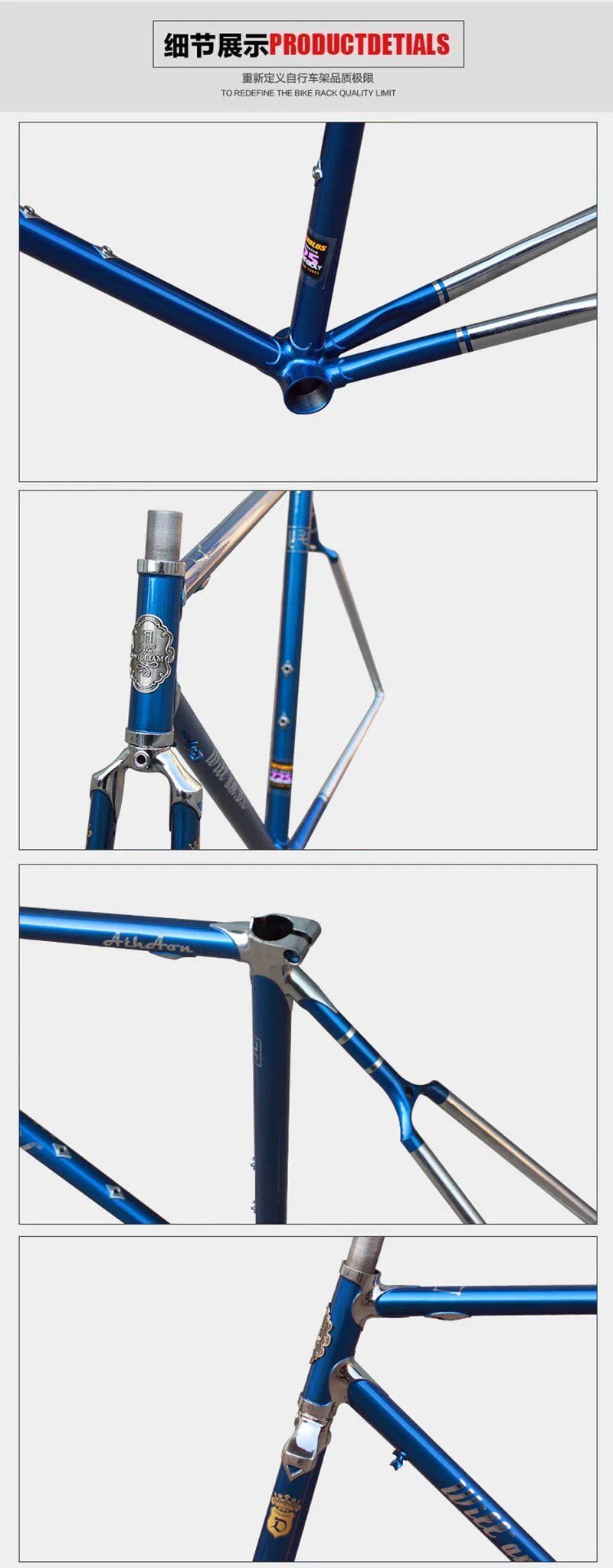 Clearance Chrome molybdenum steel fixie  frame road bike frame 700 C frame 48 cm 50 cm 52 cm 54 cm  road Bike frame DIY 5