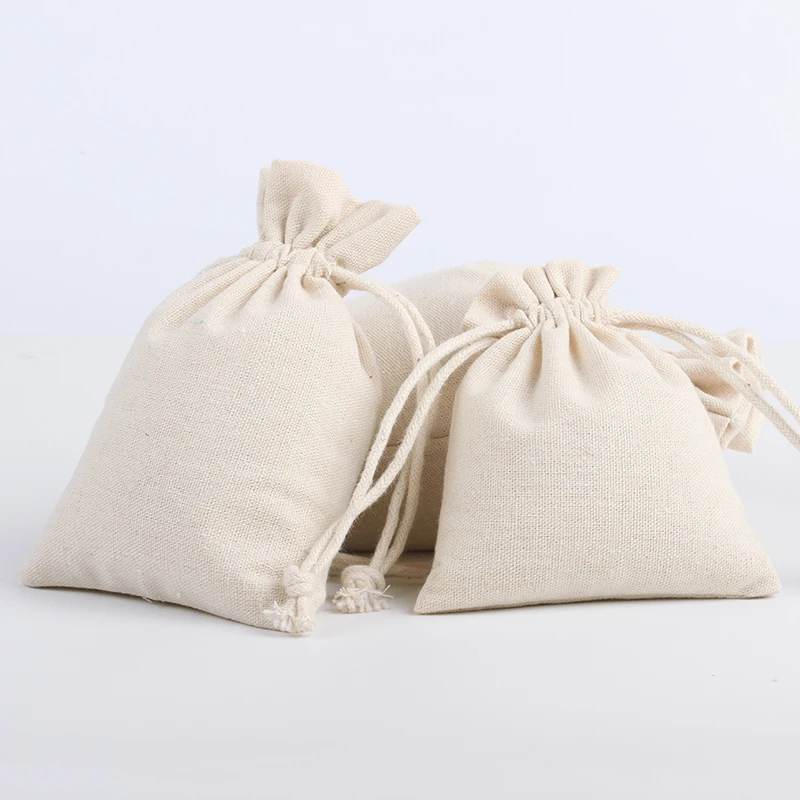 

30pcs/Lot 20*30cm Custom Logo Printed Natural Cotton Eco Jute Linen Drawstring Pouch Packaging Bag