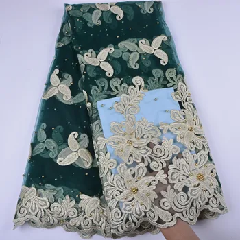 

Tulle African Lace Fabric With Beads High Quality Embroidery Nigeria Wedding Dress Lace African Tulle Lace Fabric A1331