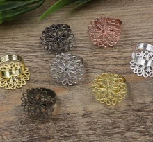 100pc Cabochon 23mm Flower Pad ring blank Cameo Tray,Antique Bronze/Gold/Silver Ring setting,Handmade DIY Zakka jewelry Finding