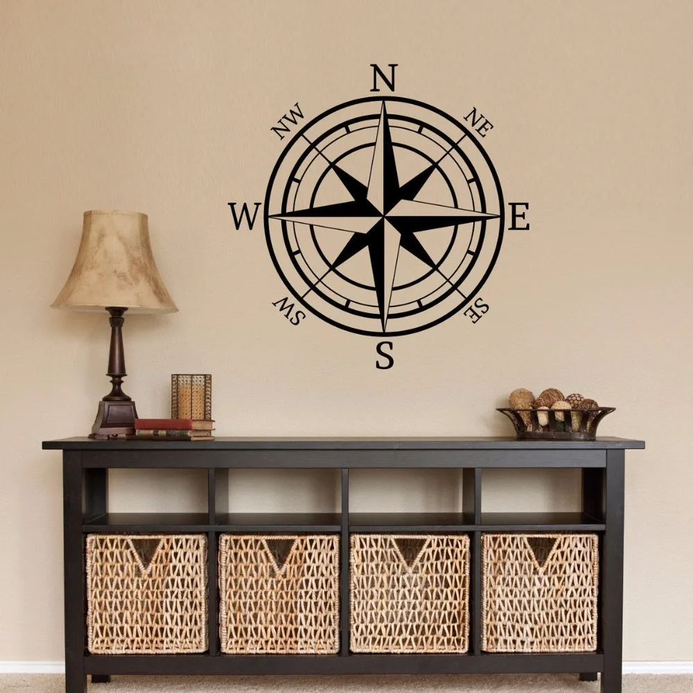 

Geography Compass Windrose Home Decoration Vinyl Art Removable Poster Mural Nautical Mural Home Living Room Stickers W160