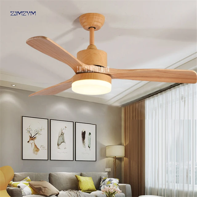 48 Inch Nordic Wood Ceiling Fan Lights With Remote Control 220volt Bedroom Light Lamp Led Bulbs 42sw 1012 Color In Fans From