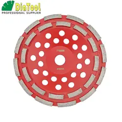 DIATOOL диаметр 7 "/180 мм Профессиональный алмаз двухрядные шлифовальные чашки колесо для бетона, диаметр 22,23 With16mm редуктор