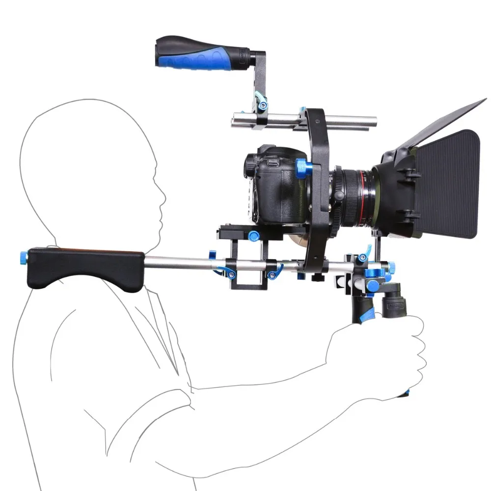 Профессиональный Камера RIG плеча стабилизатора фильм Плёнки Поддержка комплект Приборы непрерывного изменения фокусировки камеры Matte Box