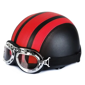 

FLY5D Matte DOT Motorcycle Half Helmet Lightweight With Visor Goggles Vintage Style Motocross Helmets for Yamaha Honda