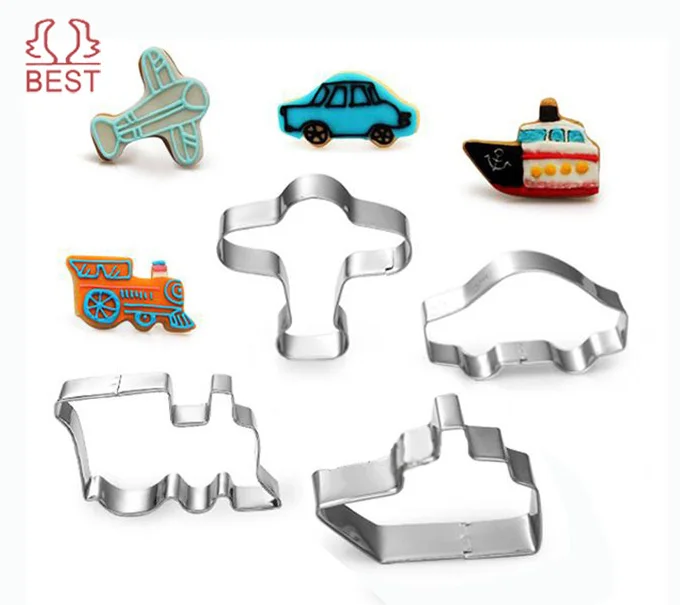 transport set cookies cutters metal airplane car train ship cuttter