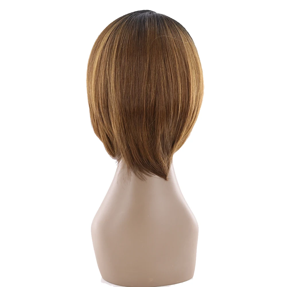 Short Straight Bob Lace Wig With Baby Hair Side Part X-TRESS Ombre Brown Color Lace Front Synthetic Hair Wigs For Black Women Short Straight Bob Lace Wig With Baby Hair Side Part X-TRESS Ombre Brown Color Lace Front Synthetic Hair Wigs For Black Women